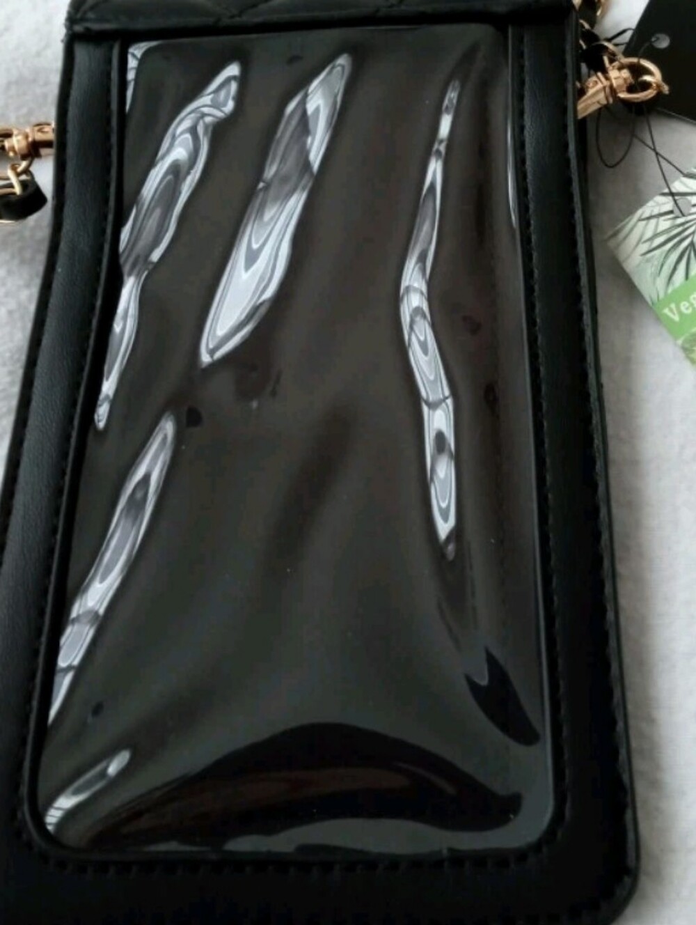 Badgley Mischka Black Bag Phone Case w Diamond Quilting Vegan Leather NWT - Picture 3 of 4
